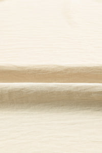 White Plain & Casual Shirred Cuffs Half Sleeve Top