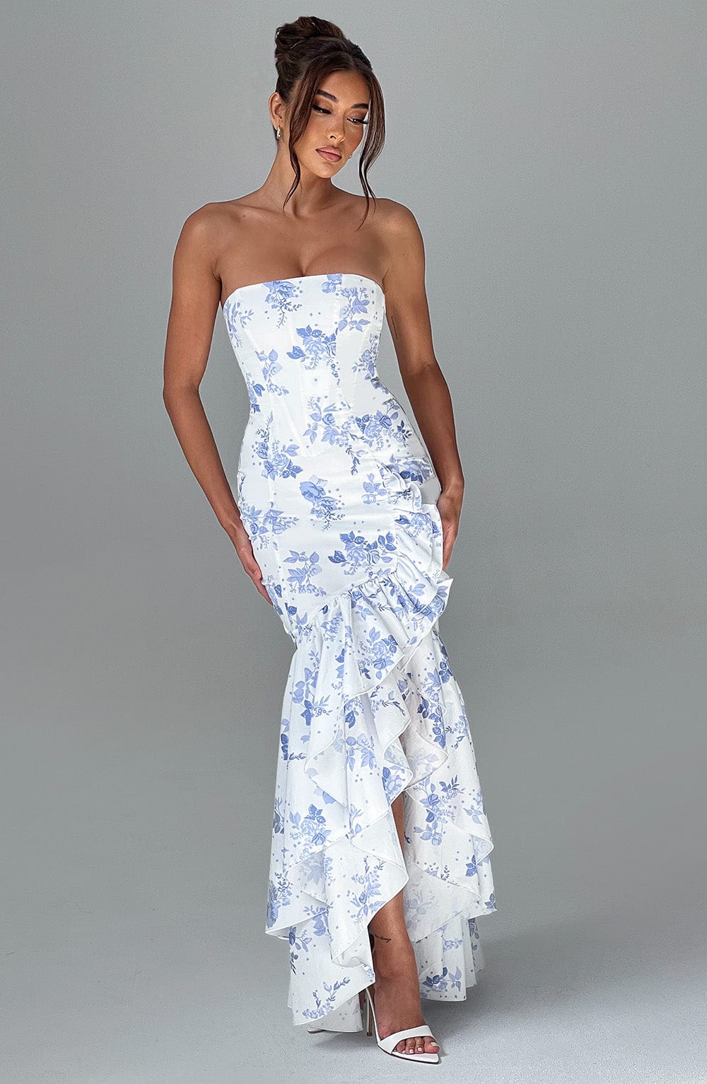 Angelina Maxi Dress - Blue Floral Print - Cinderella