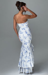 Angelina Maxi Dress - Blue Floral Print - Cinderella