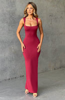 Crimson Cascade Maxi Dress-Cherry - Cinderella