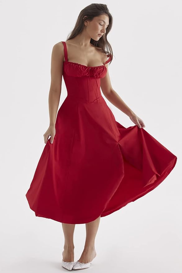 Delilah Midi Dress - Red - Cinderella