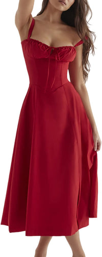 Delilah Midi Dress - Red - Cinderella