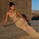 Golden Tide Halter Cut - Out Dress - Cinderella
