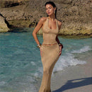 Golden Tide Halter Cut - Out Dress - Cinderella