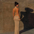 Golden Tide Halter Cut - Out Dress - Cinderella