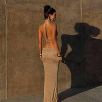 Golden Tide Halter Cut - Out Dress - Cinderella