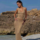 Golden Tide Halter Cut - Out Dress - Cinderella