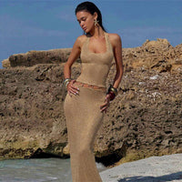 Golden Tide Halter Cut - Out Dress - Cinderella