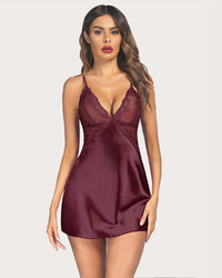 Lace V Neck Satin Nightwear - Cinderella