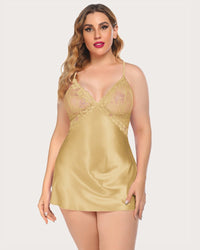 Lace V Neck Satin Nightwear - Cinderella