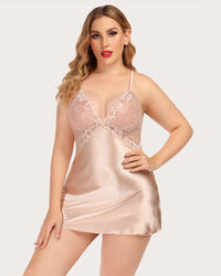 Lace V Neck Satin Nightwear - Cinderella