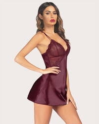 Lace V Neck Satin Nightwear - Cinderella