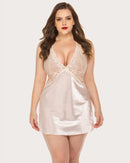 Lace V Neck Satin Nightwear - Cinderella