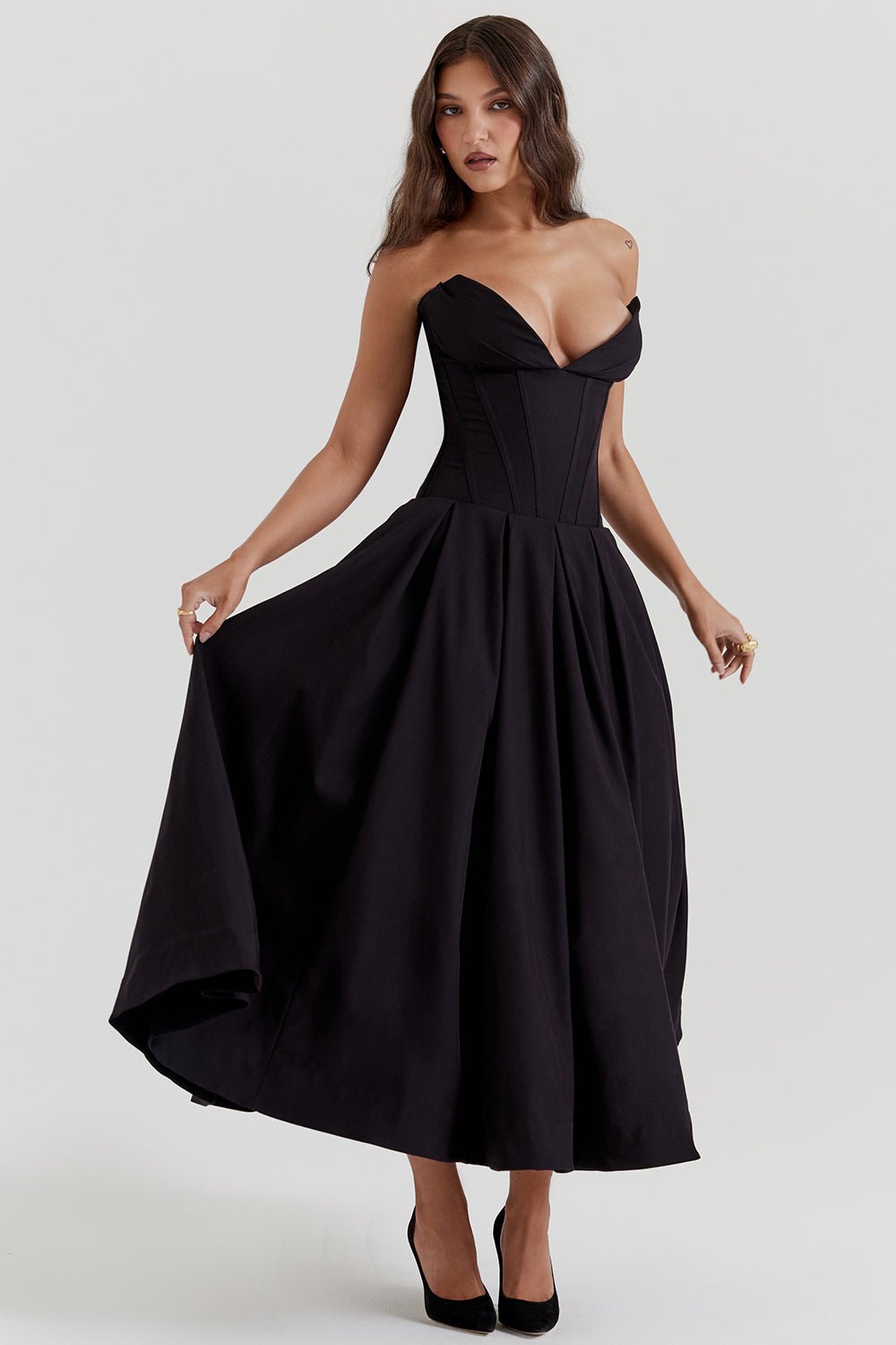 Black sundress midi online