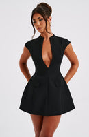 Luna Mini Dress - Black - Black Mini Dress