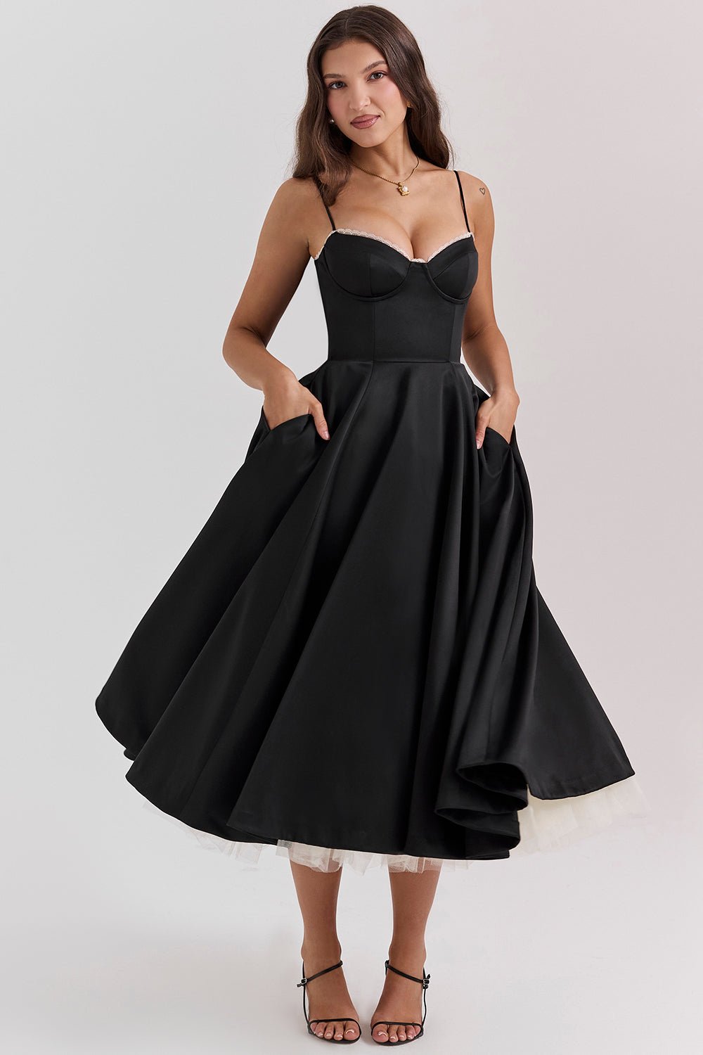 Madeline Midi Dress - Black - Cinderella