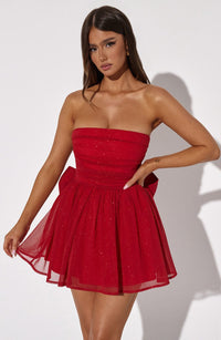 Melinda Mini Dress - Red Sparkle - Cinderella