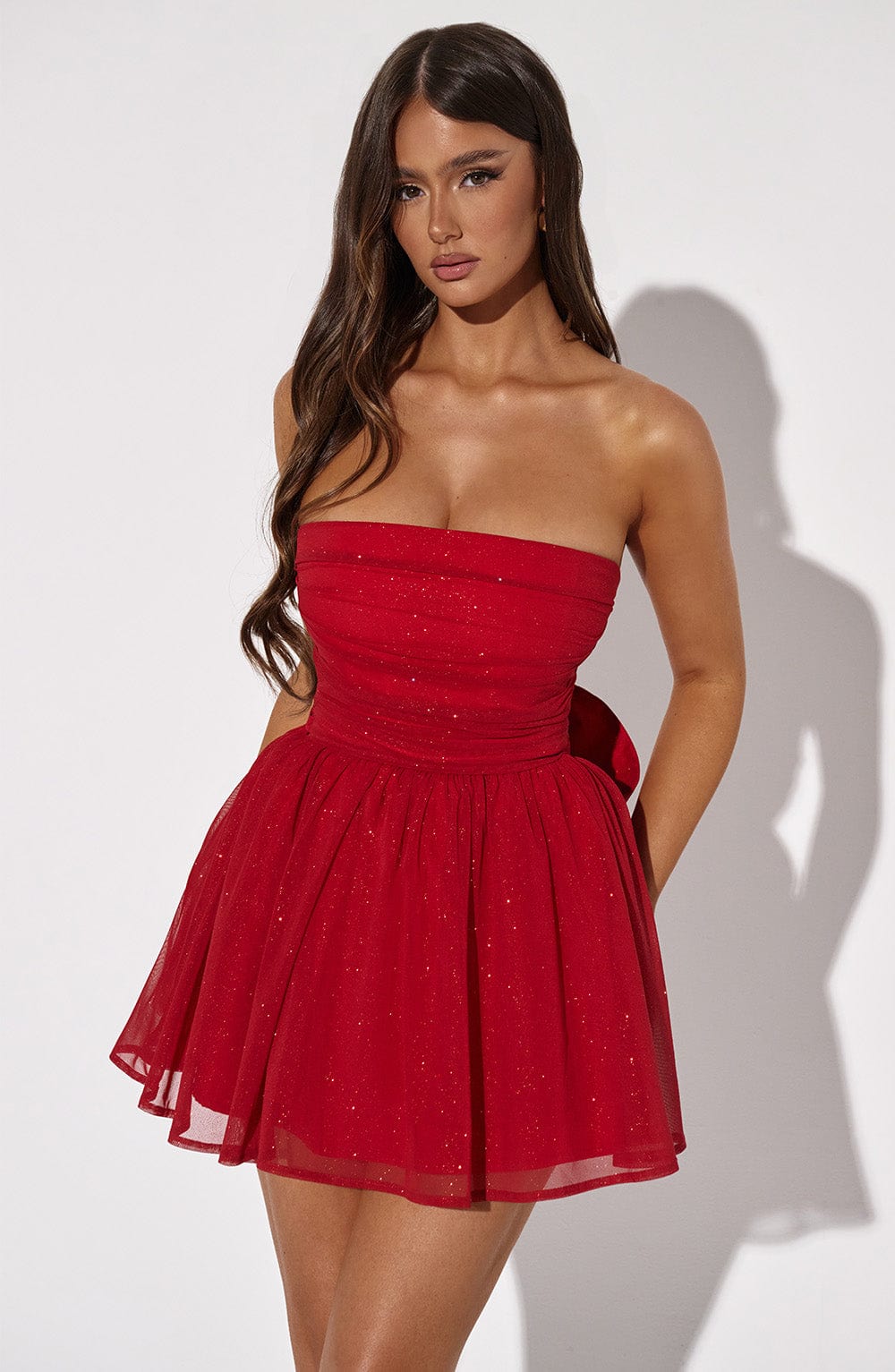 Melinda Mini Dress - Red Sparkle - Cinderella