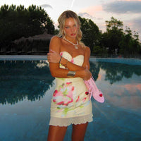 Palm Blush Strapless Mini Dress - Cinderella