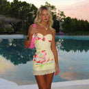 Palm Blush Strapless Mini Dress - Cinderella