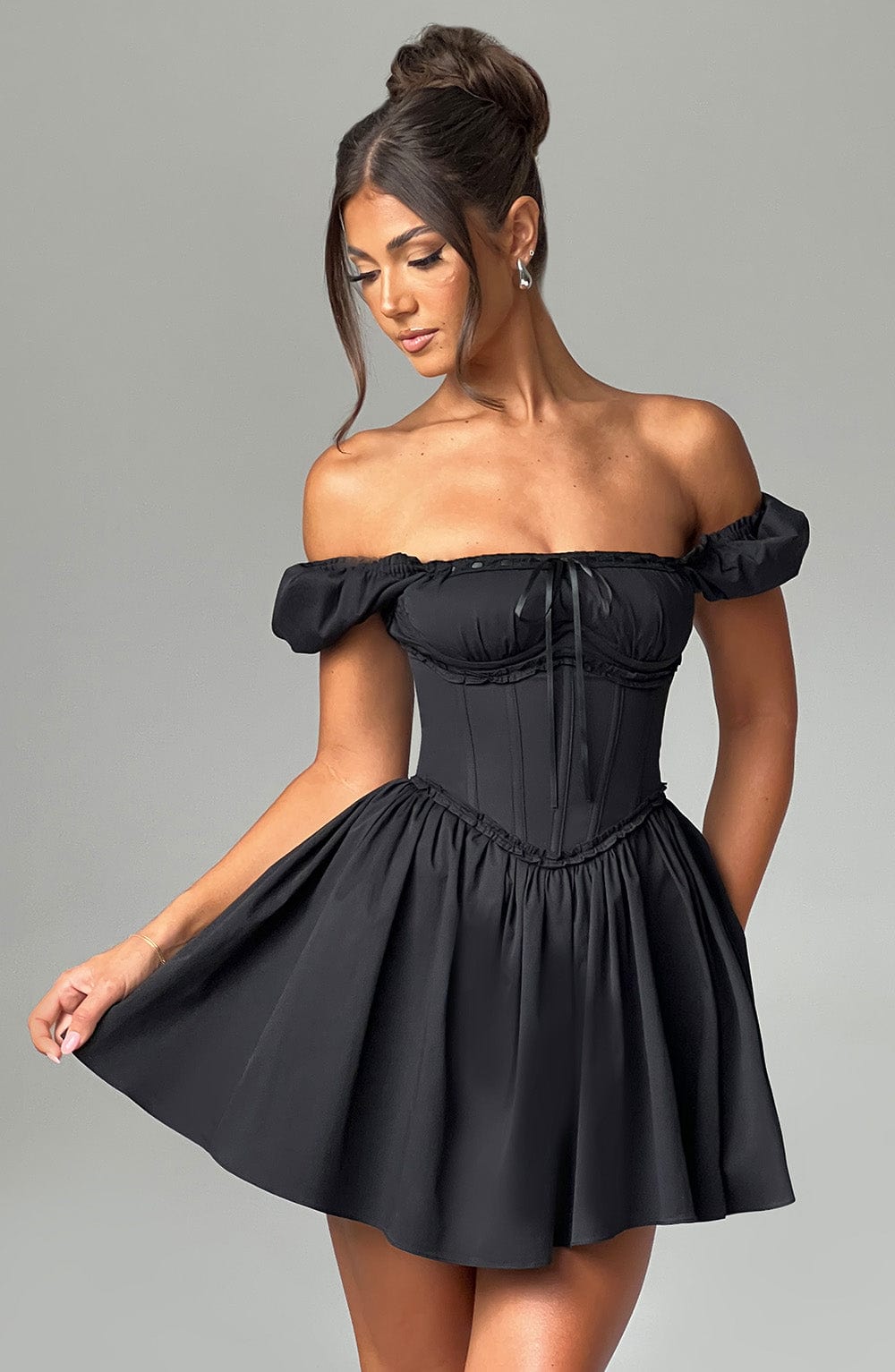 Phoebe Mini Dress-Black - Cinderella