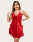 Plus Size Lingerie Satin Lace Nightgown - Cinderella