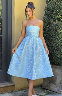 Sienna Midi Dress- Blue - Cinderella