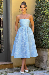 Sienna Midi Dress- Blue - Cinderella