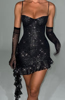 Sunshine Serenade Mini Dress-Black Sparkle - Cinderella