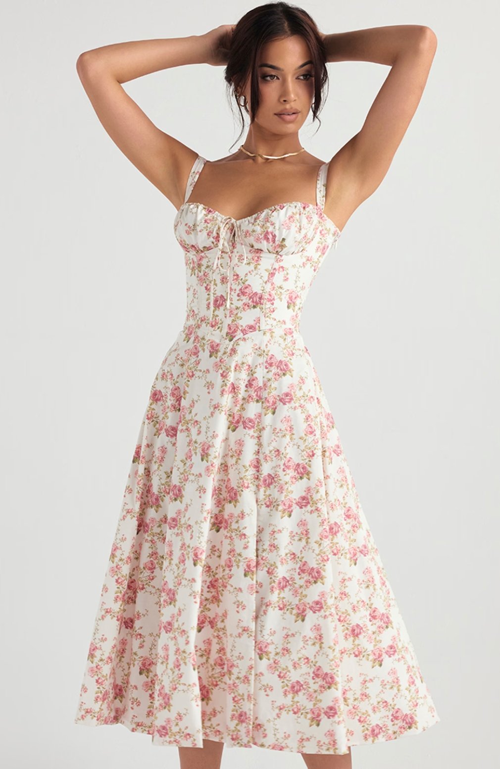 Tiana Midi Dress - Rose Print - Cinderella