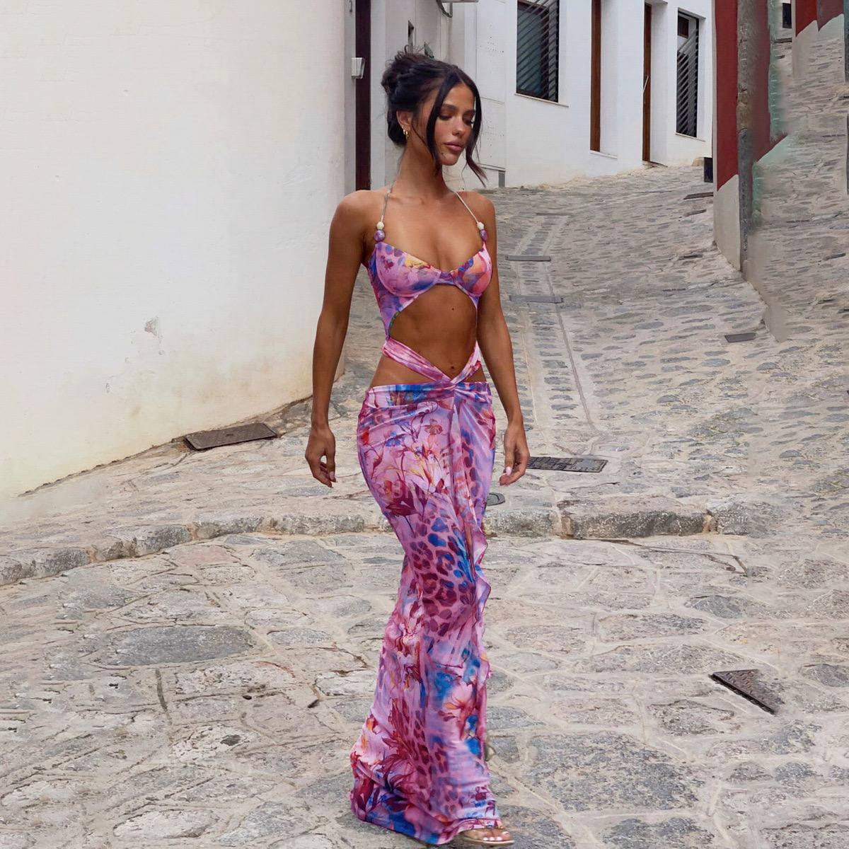 Tropic Mirage Bikini & Mesh Skirt Set