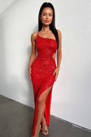 KYALA MAXI DRESS - RED SEQUIN - Cinderella